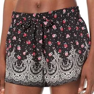 PJ SALVAGE WOMEN’S LOUNGEWEAR LOVE & LACE SHORT IN SLATE WITH RIBBON TIE WAIST